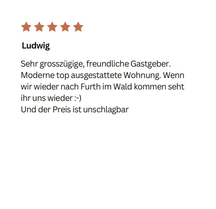 Bewertung für Gastgeber Ludwig: großzügige, moderne Wohnung und unschlagbarer Preis.
